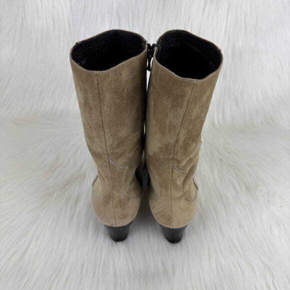 Women's Cole Haan Fedora Genuine Suede Low Heel Calf Boots Bootie Sz 9B Tan - Picture 6 of 13